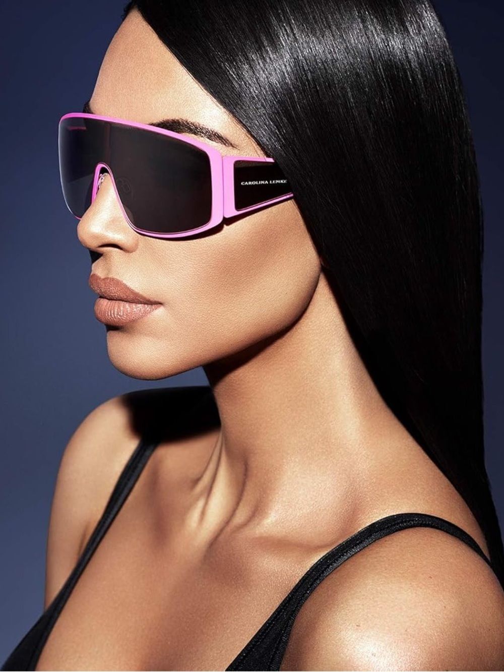 RARE CAROLINA LEMKE x KIM KARDASHIAN WEST ‘Gemini’ Neon Pink Shield Sunglasses